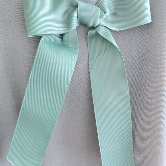 Mint Green A-line Dress with 3D Satin Rosette Hem - Elegant and Unique - Picture 3 of 5